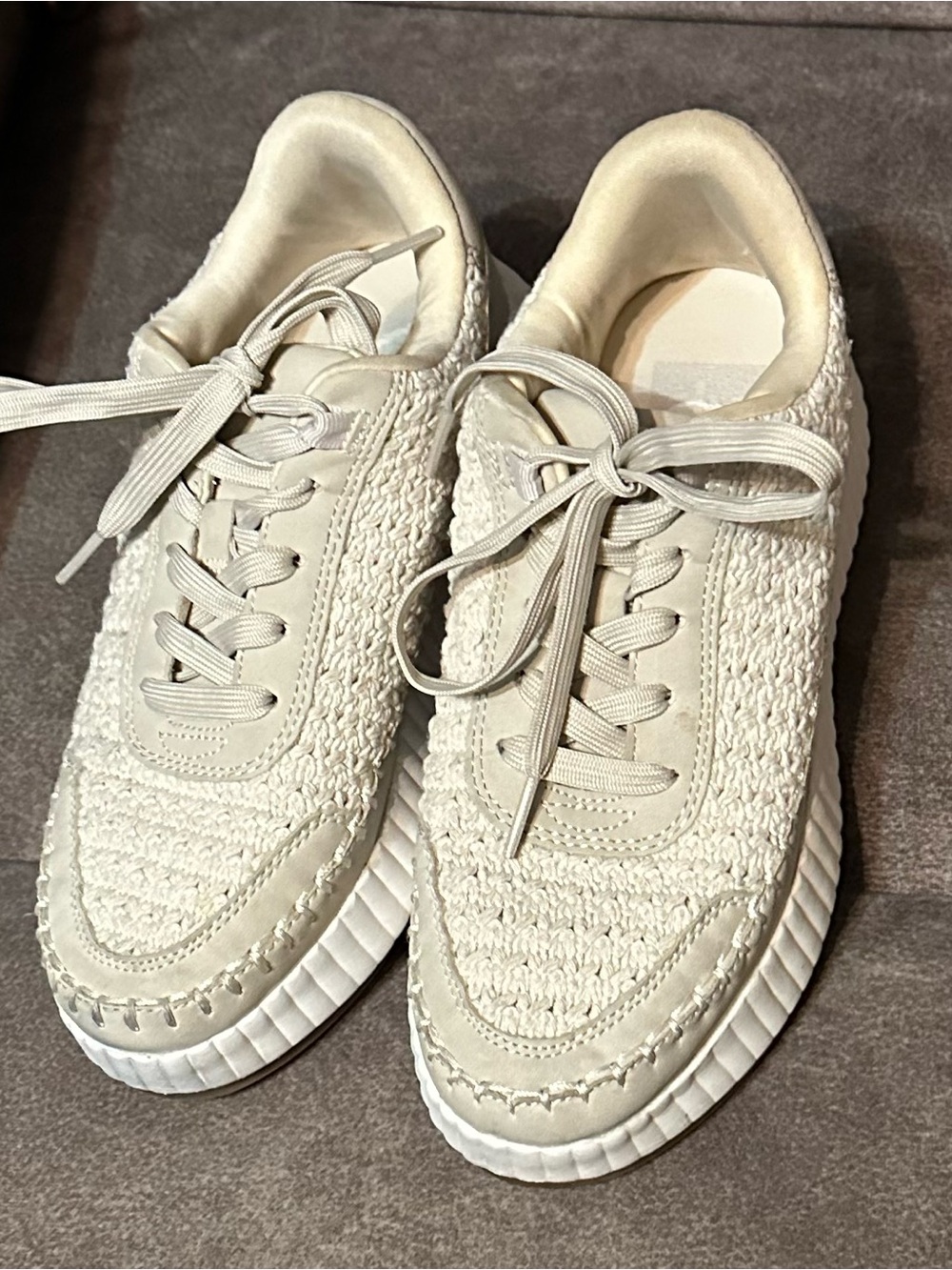 DV Dolce Vita Fredi Woven Textured Suede Chunky Platform Sneakers Size 6.5